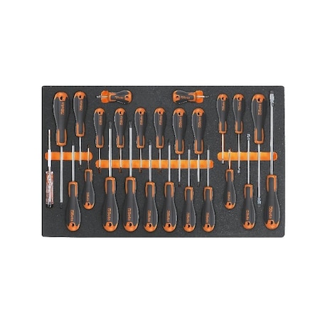 Beta M213 25 Piece Easy Screwdriver Set - Slotted, and with Foam Tray 024500213